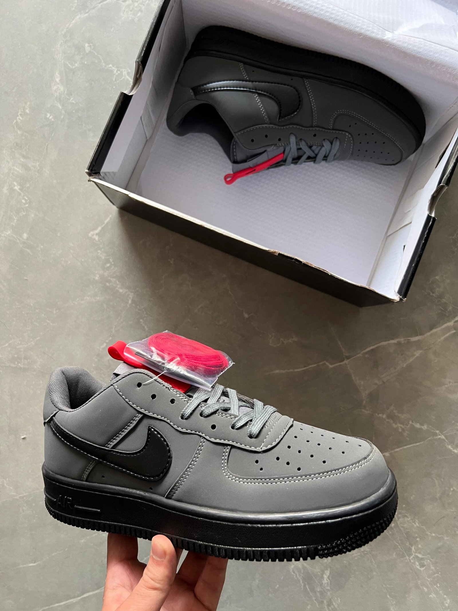 AF 07 Anthracite Leather Sneakers 2 Colors
