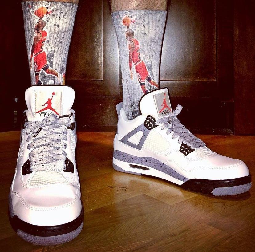 OG White Cement Sneakers Branded
