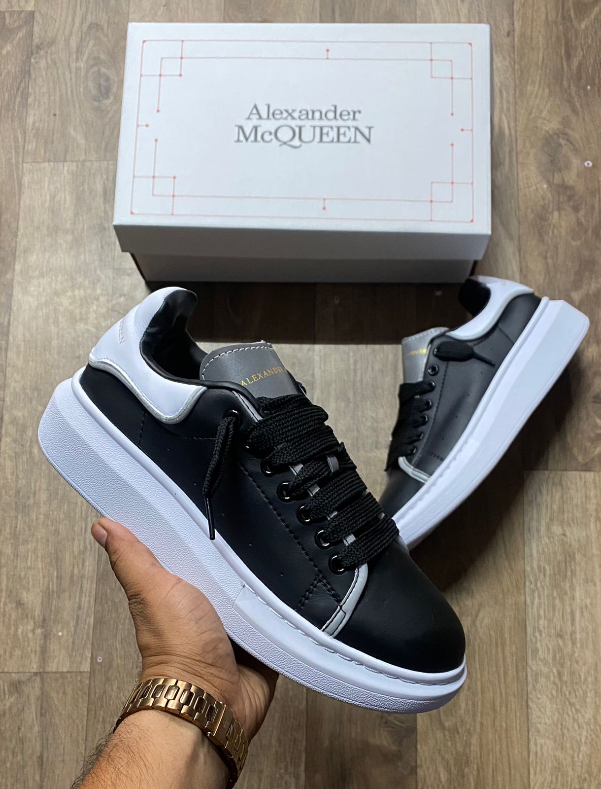 Top Leather Reflecting Imported Sneakers