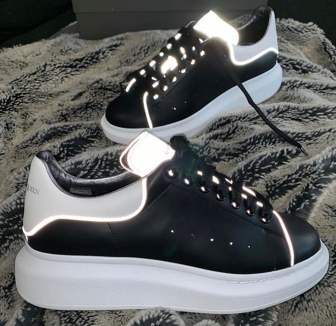 Top Leather Reflecting Imported Sneakers