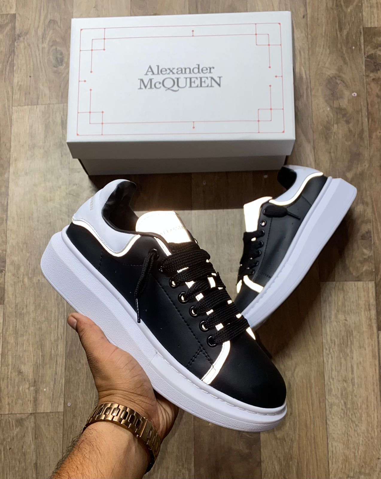 Top Leather Reflecting Imported Sneakers