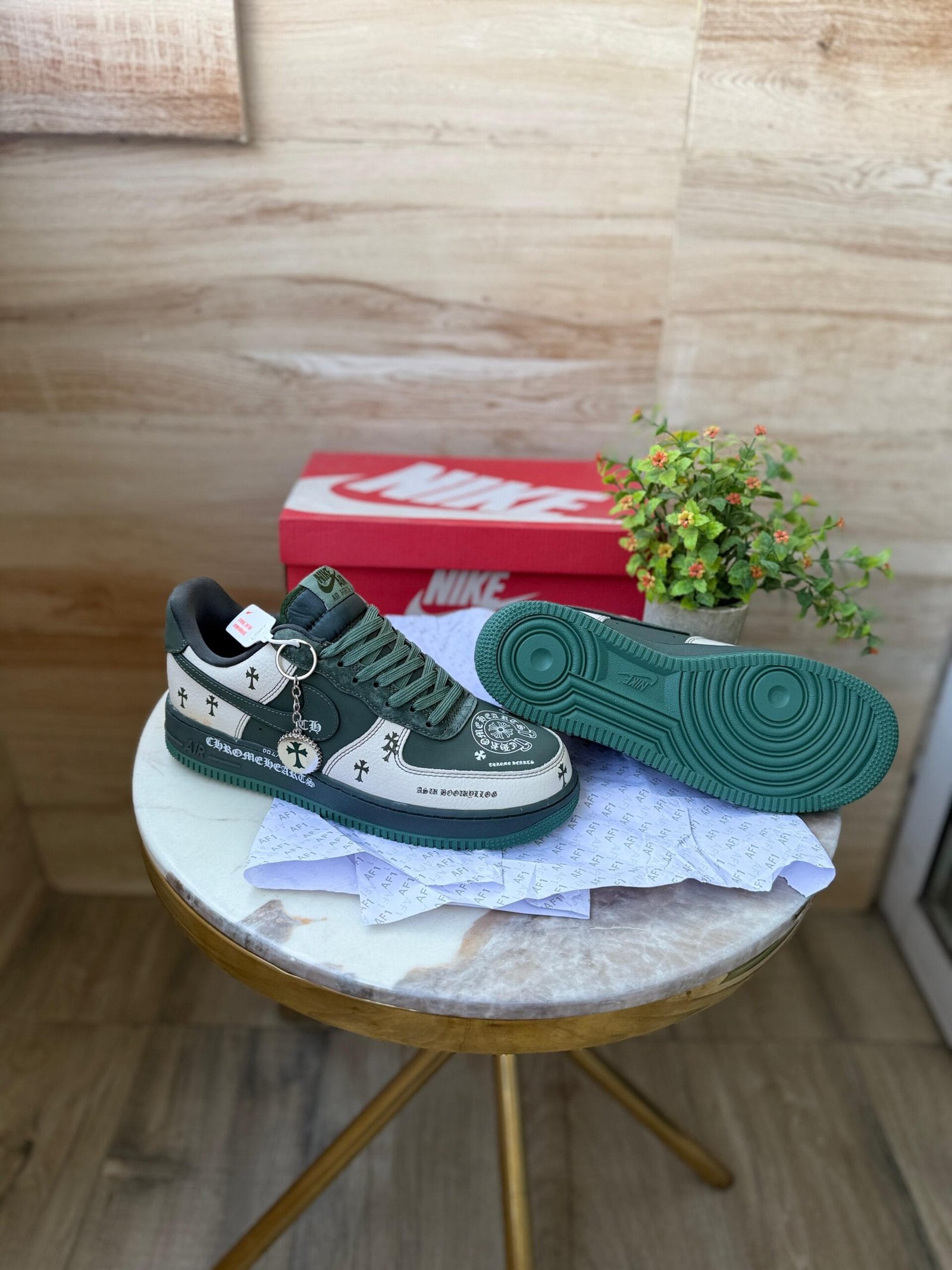 Dunk Green Chrome Hearts Sneakers On Sale