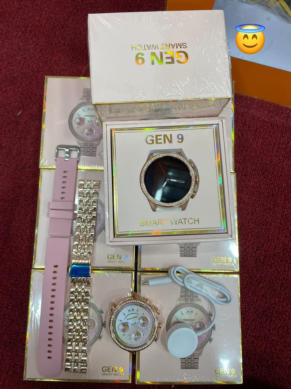 Gen 9 Smart Watch Golden Diamond Belt