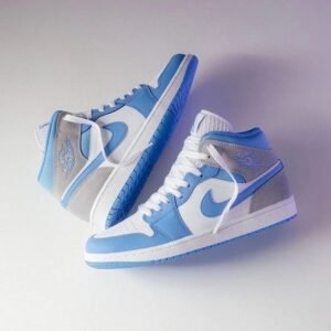 One Mid University Blue Grey Sneakers