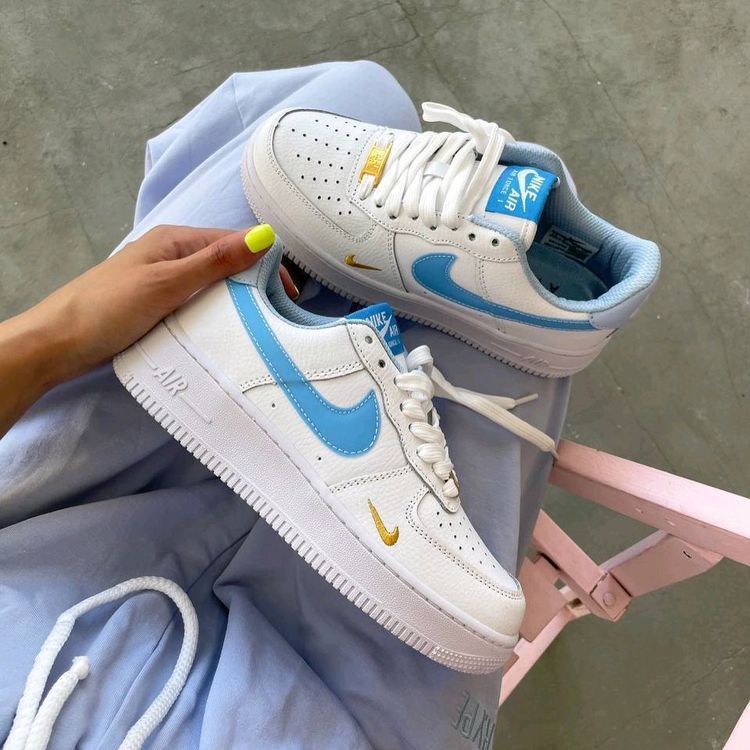 Airforce Blue Gold Sneakers For Girls