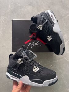 Retro 4 Black Canvas Shoes In Stock