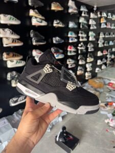 Retro 4 Black Canvas Shoes In Stock