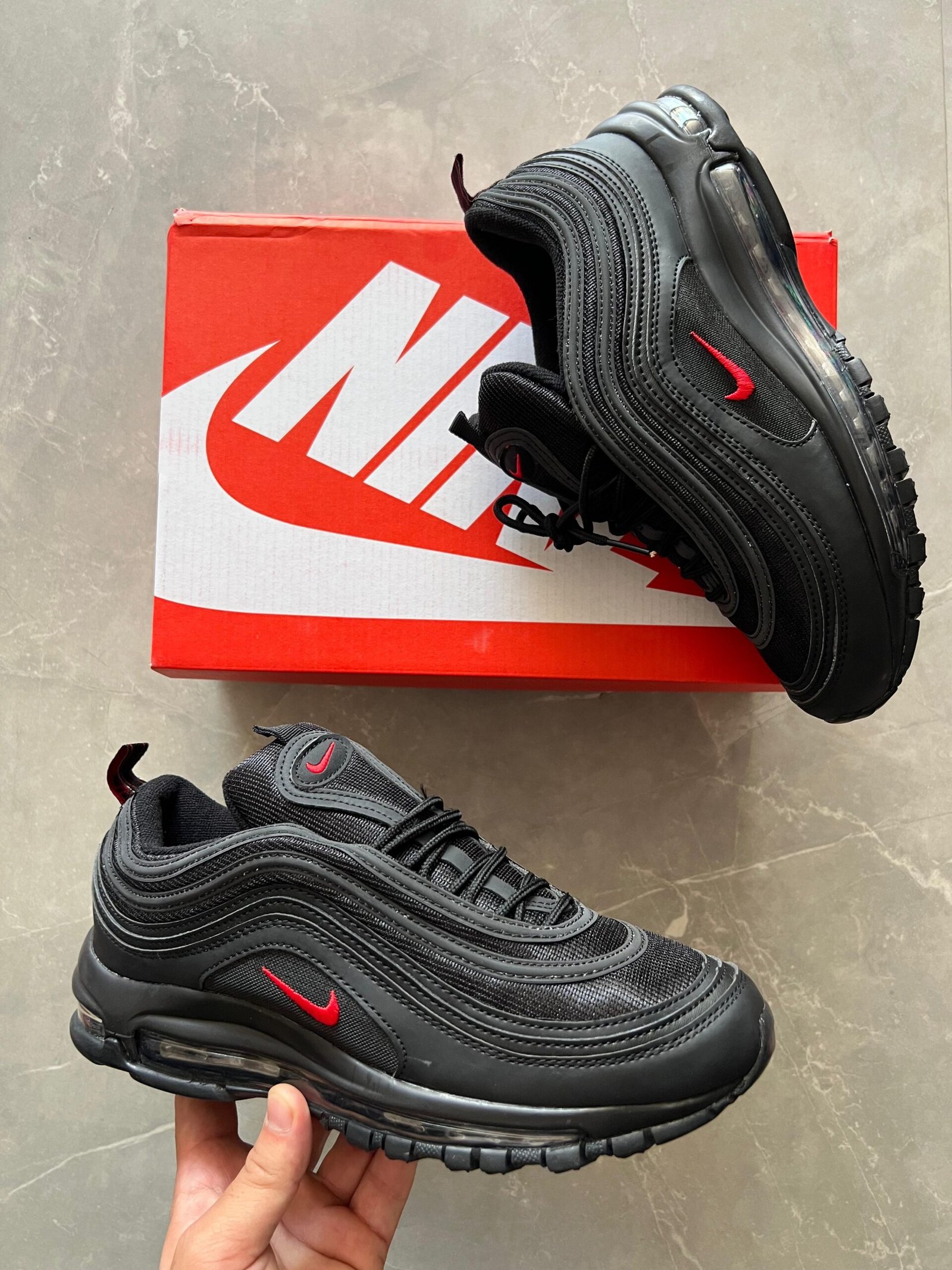 Airmax 97 Tripple Black Sneakers Imported