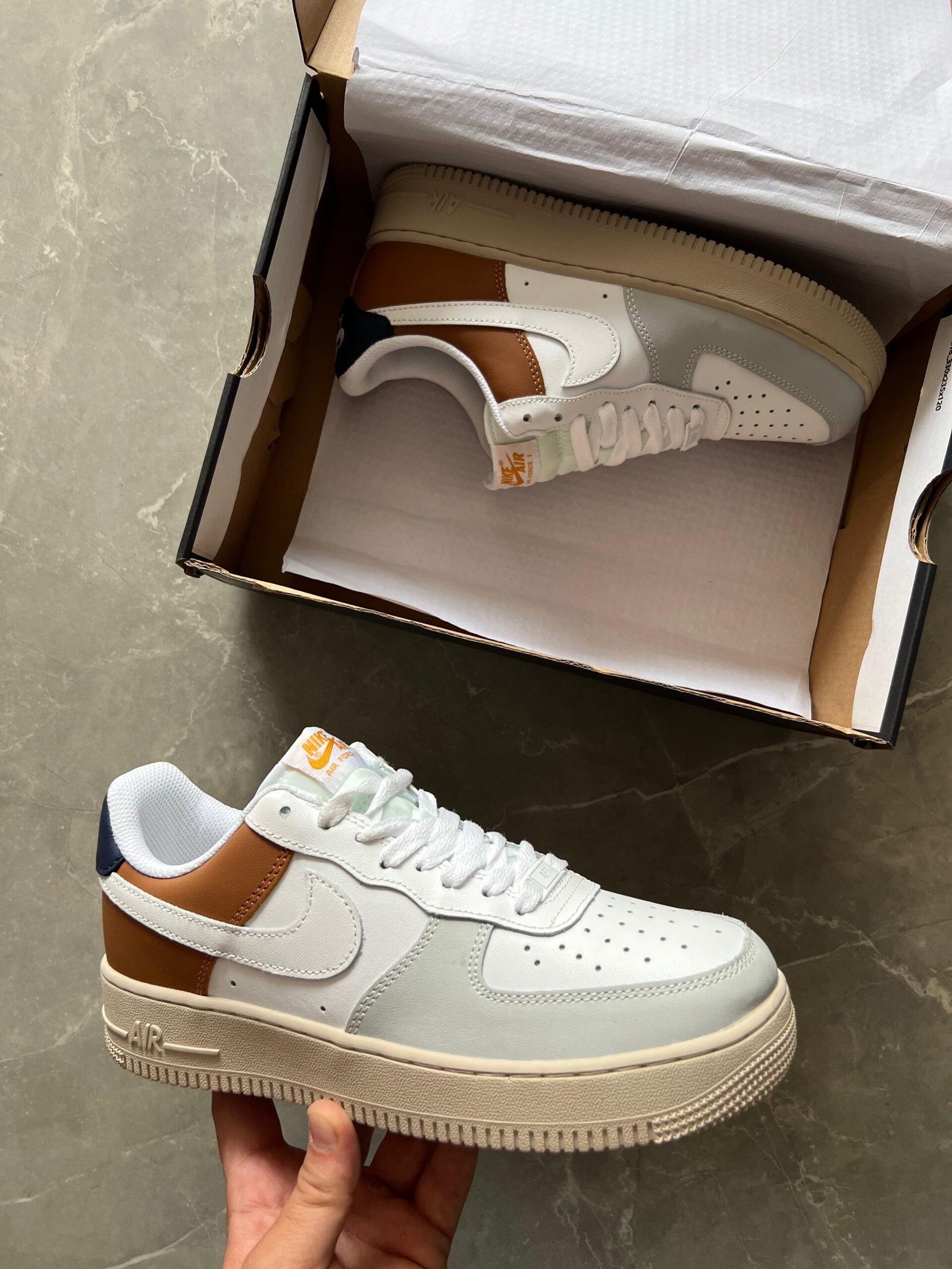 Airforce One Beigh Grey Brown Sneakers