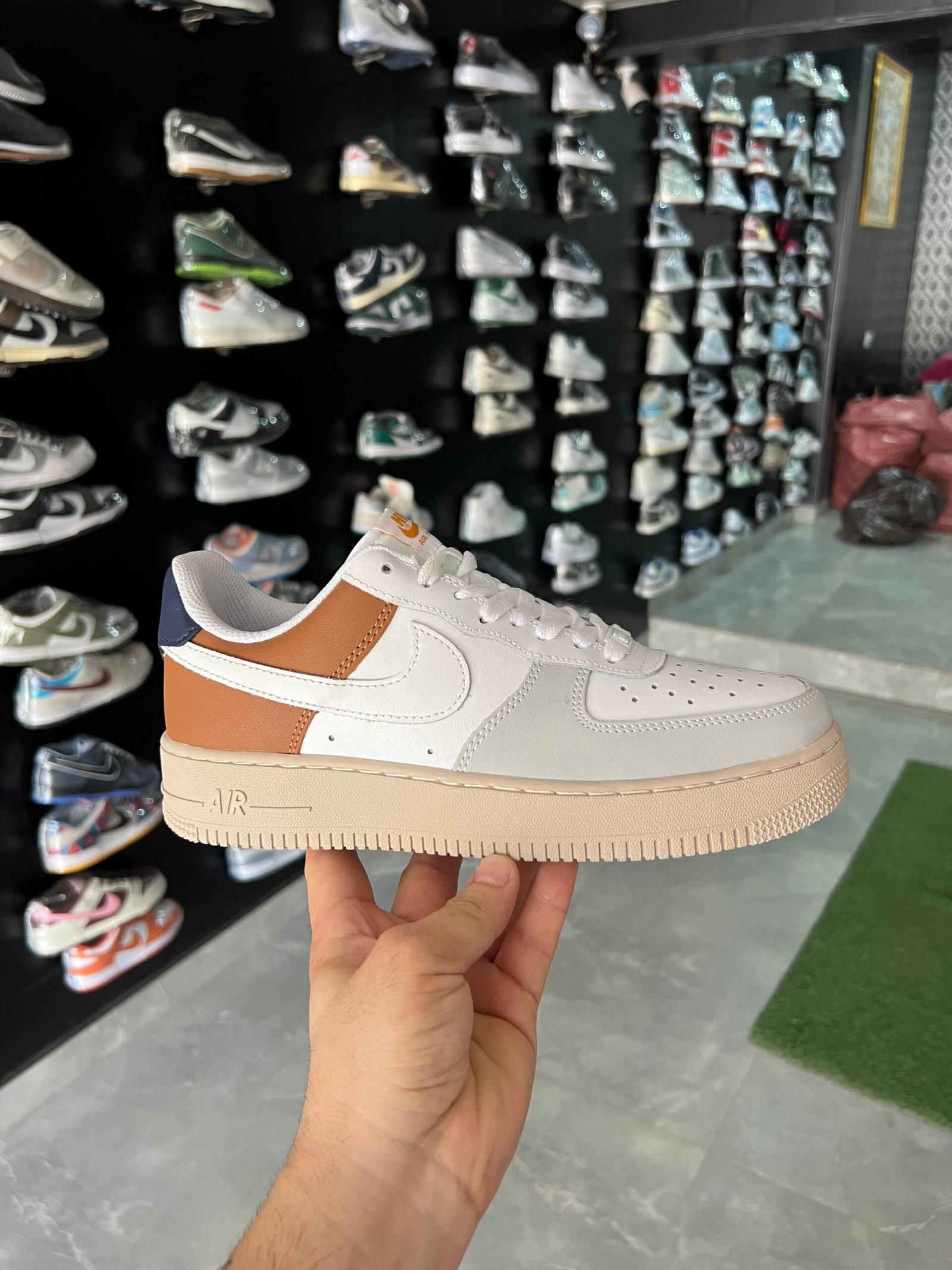 Airforce One Beigh Grey Brown Sneakers