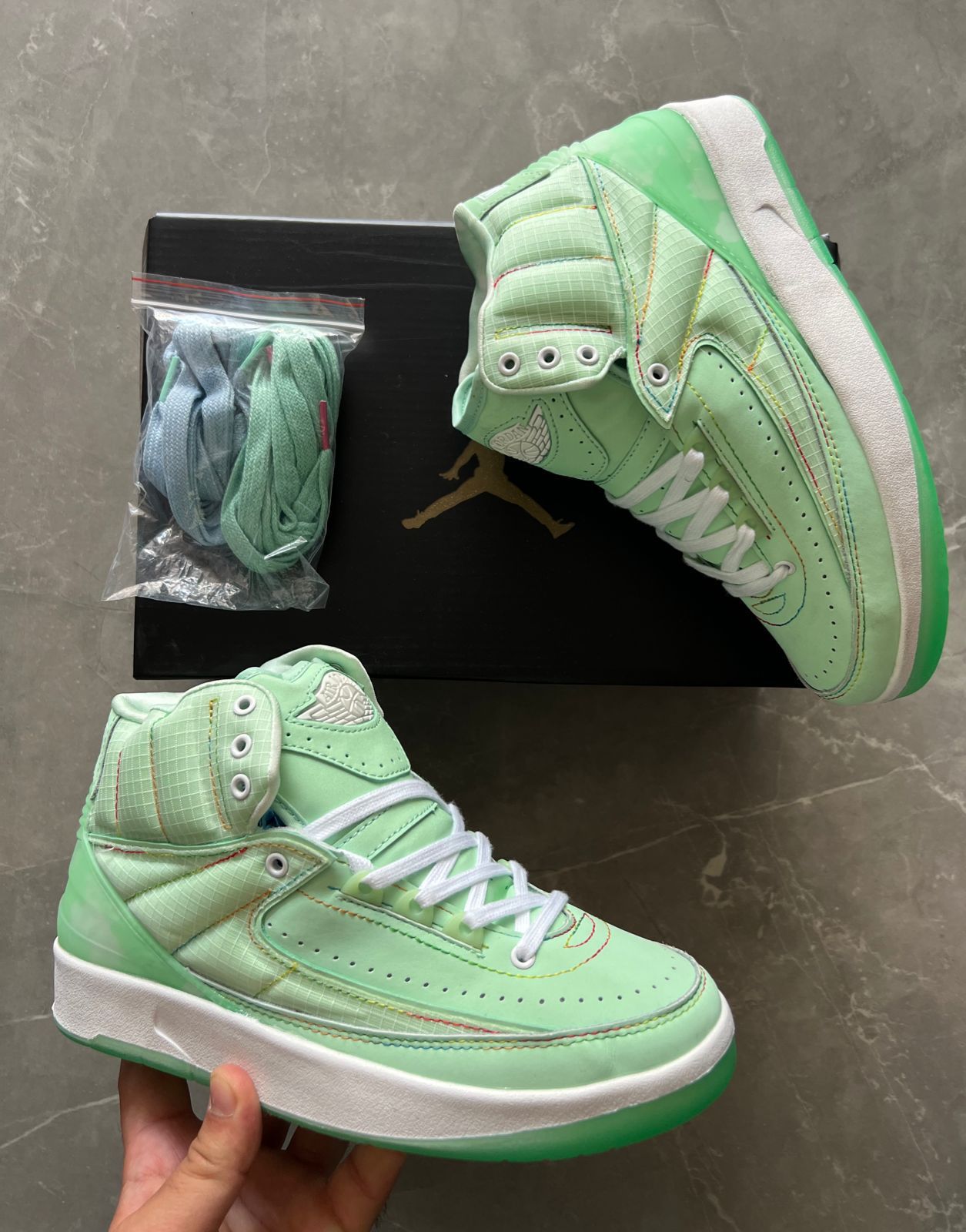 X Air Retro Green Glow Sneakers For Boys