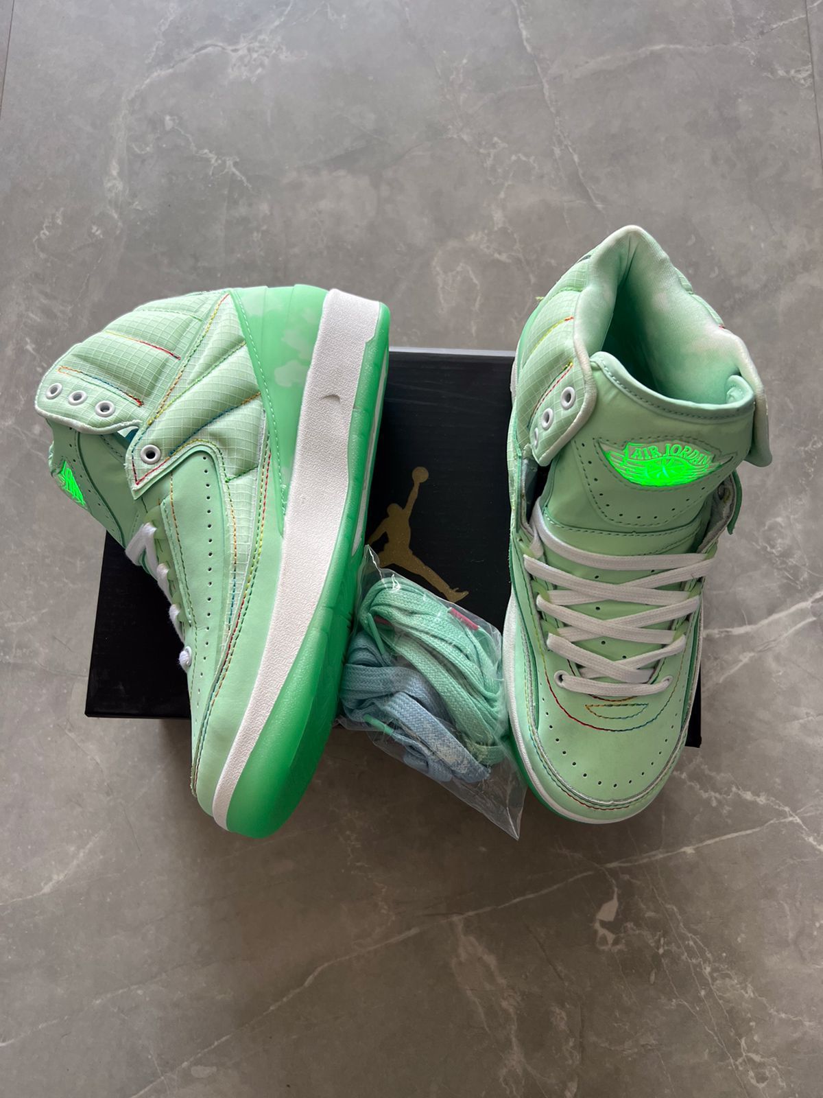 X Air Retro Green Glow Sneakers For Boys