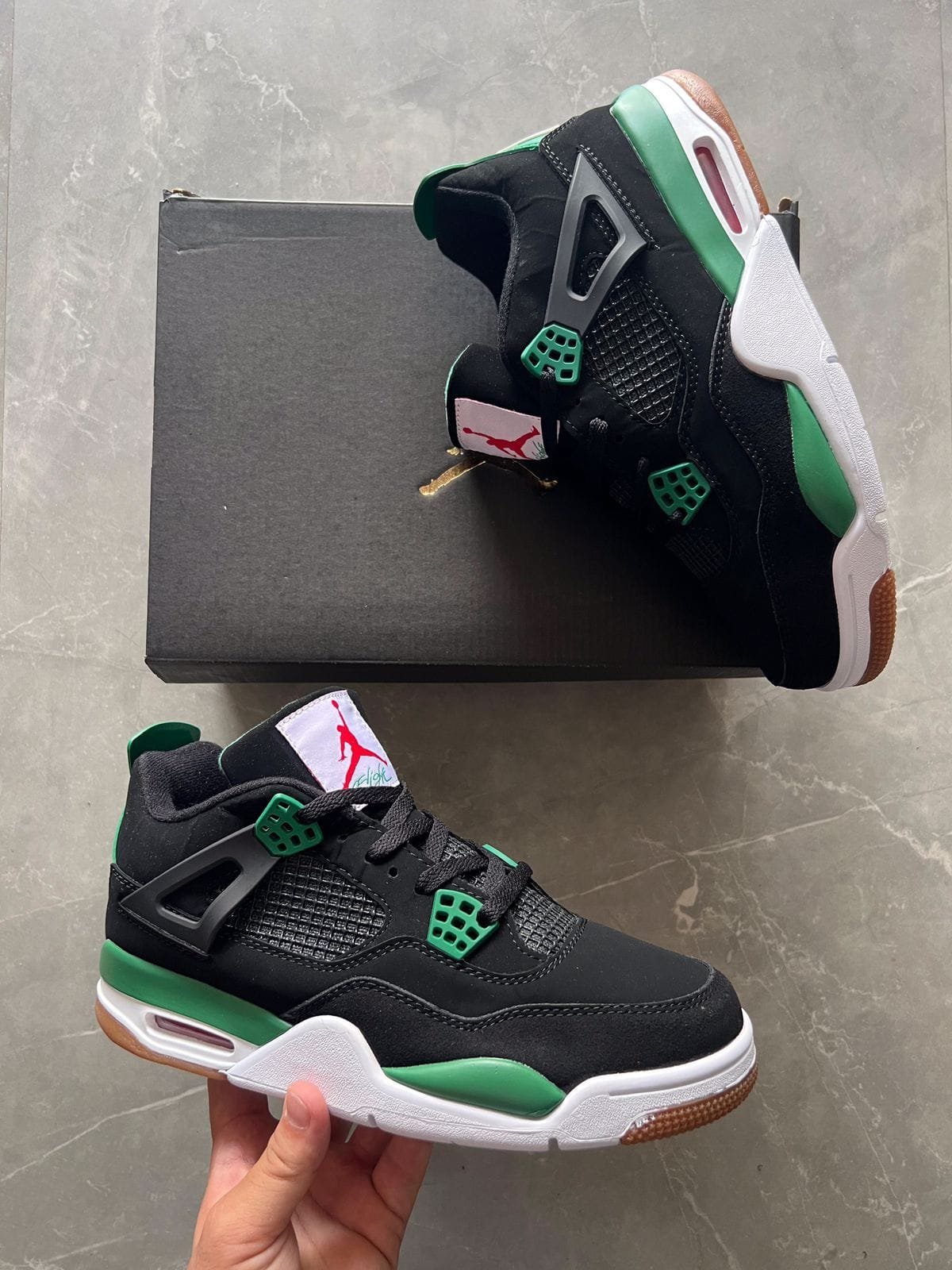 Retro 4 Sb Black Green Shoe For Boys