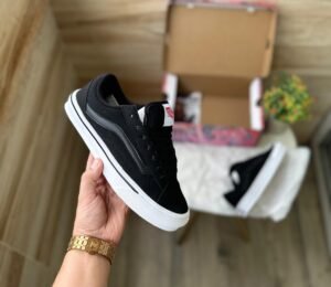 Old Skool Knu Black Grey Shoes First Copy