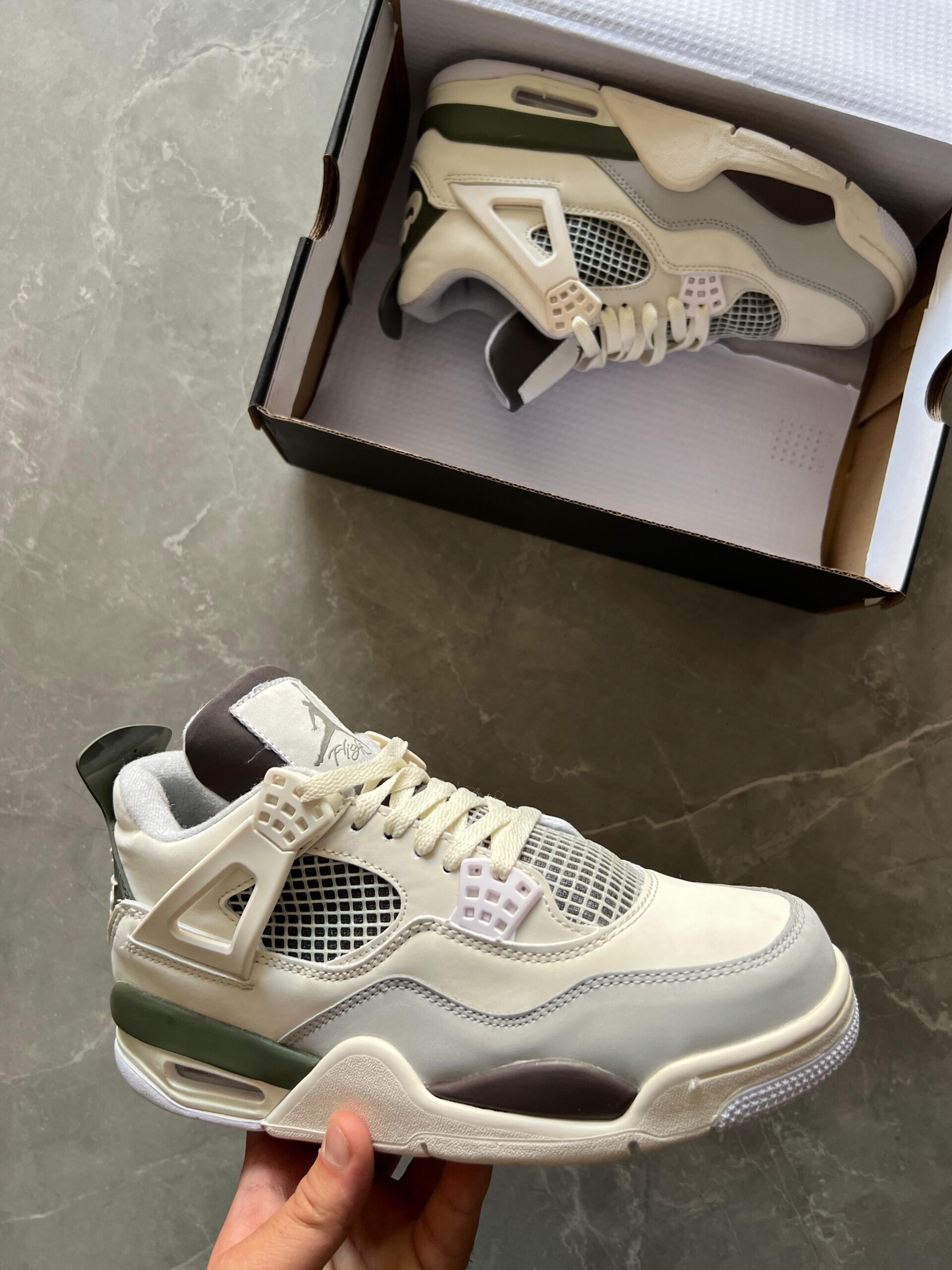 Retro 4 Military Beige Sneakers For Boys