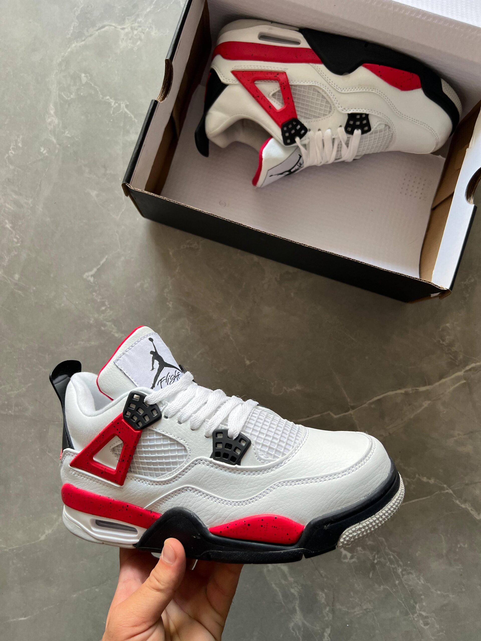 Retro 4 Red Cement Sneakers For Boys