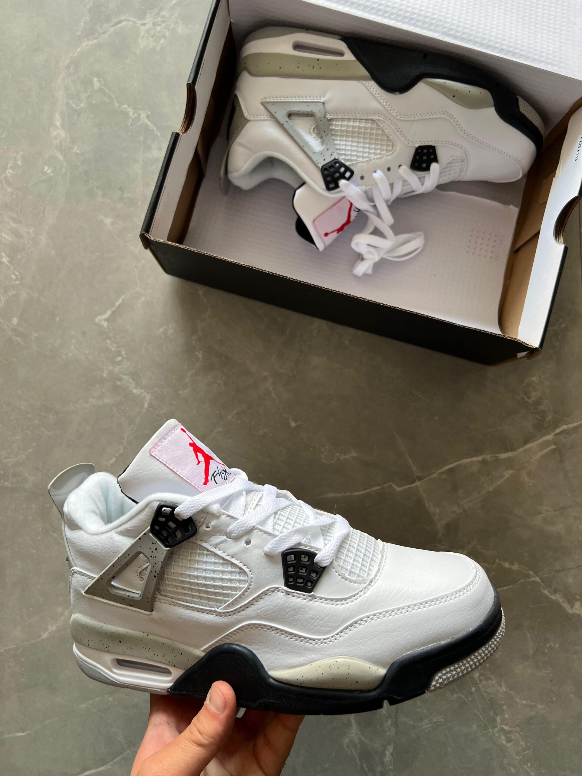 Retro 4 White Black Sneakers For Boys