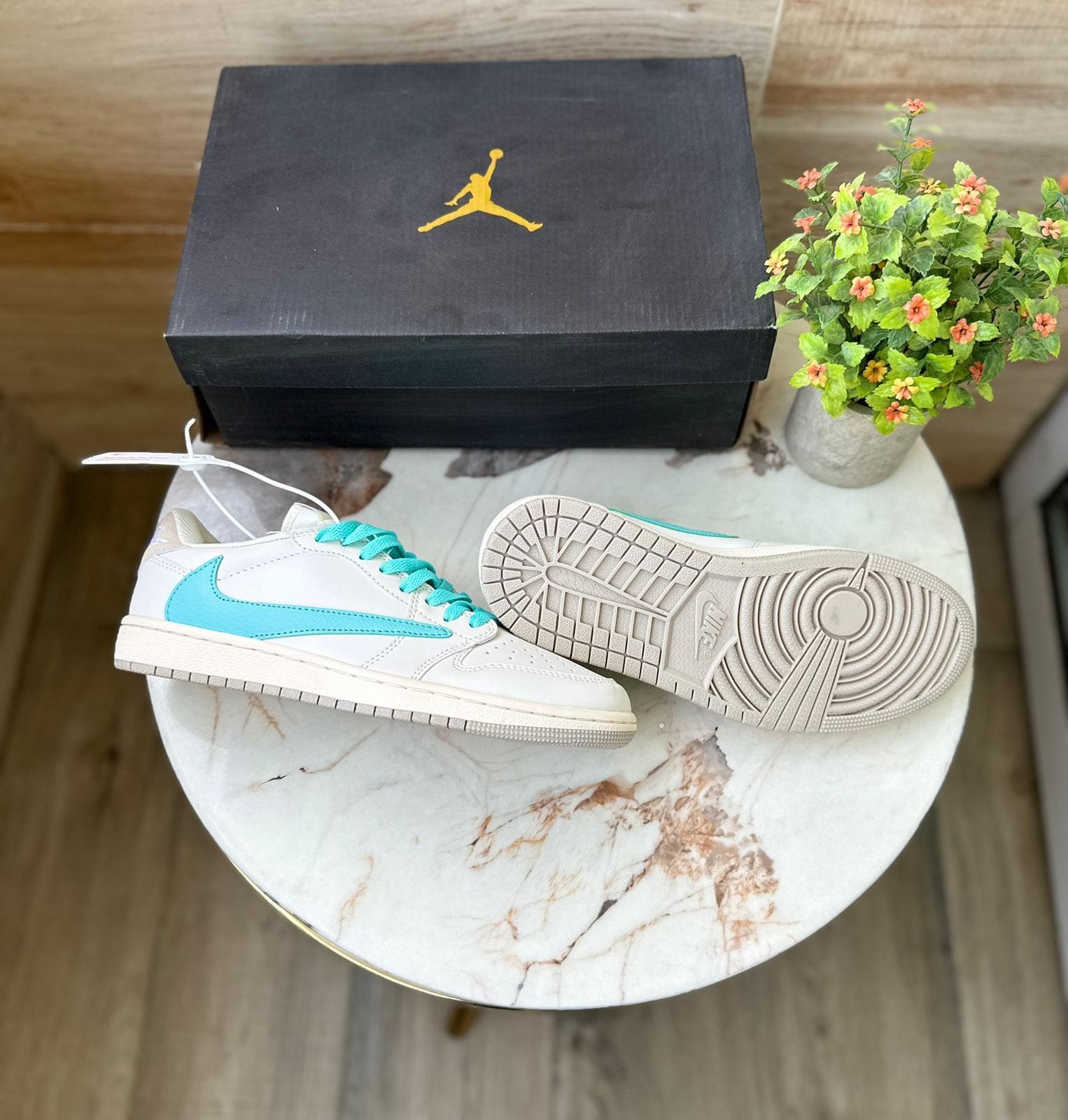 Travis Scott Tiffany Cream Sneakers On Sale