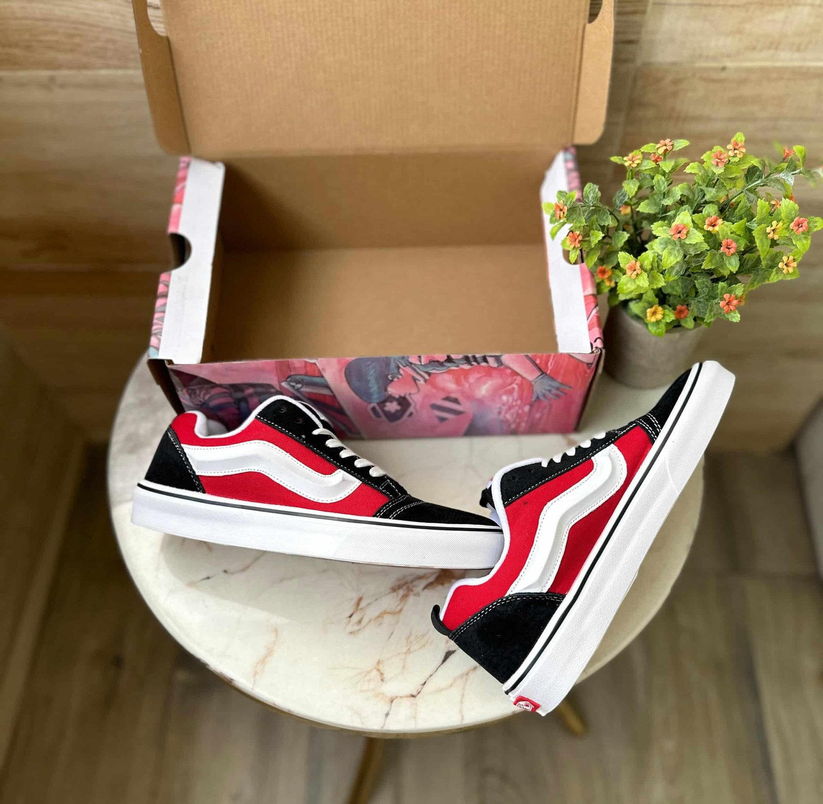 Old Skool Knu Black Red Sneakers On Sale
