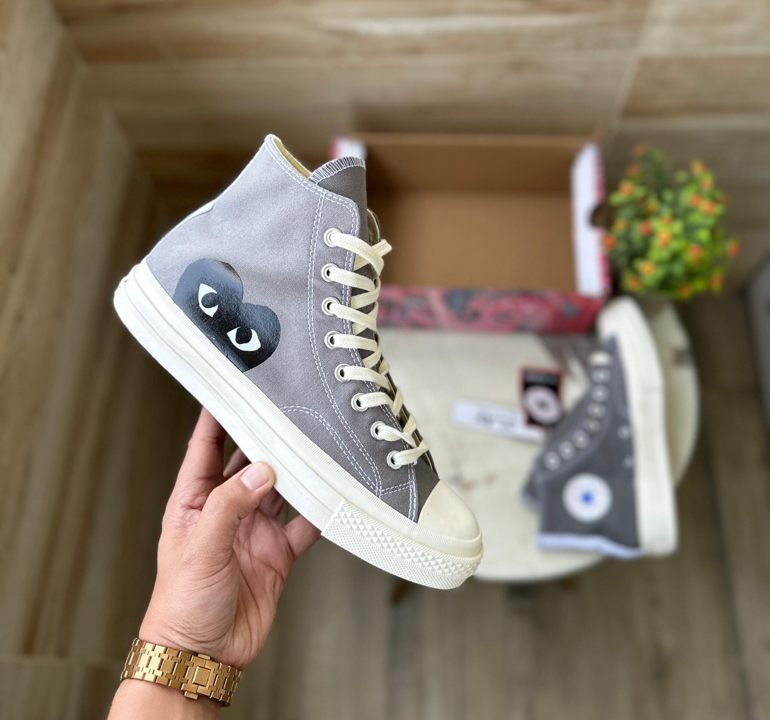 Playcomme Grey Mid Ankle Sneakers On Sale