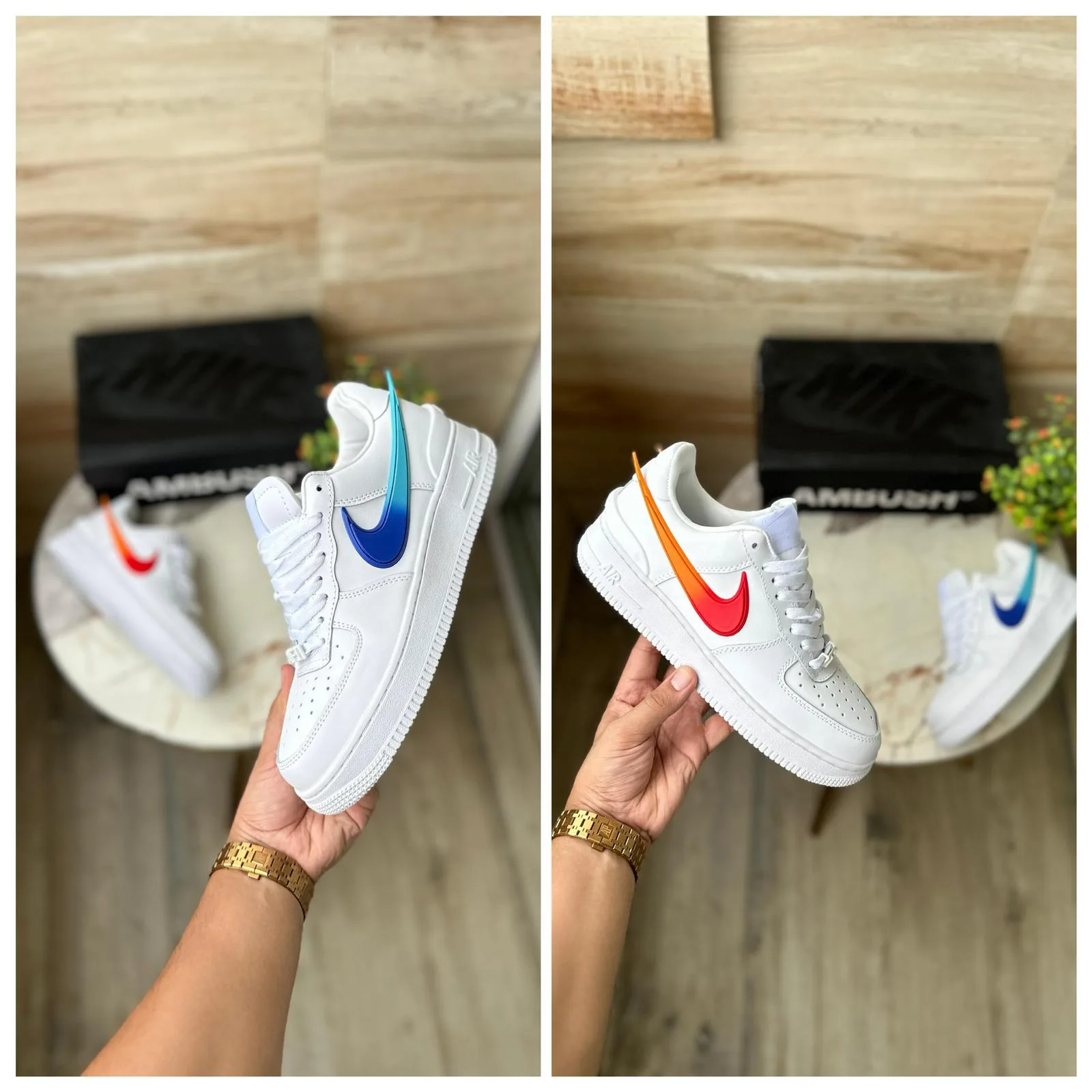 Airforce Ambush White Blue Orange Sneakers for Boys