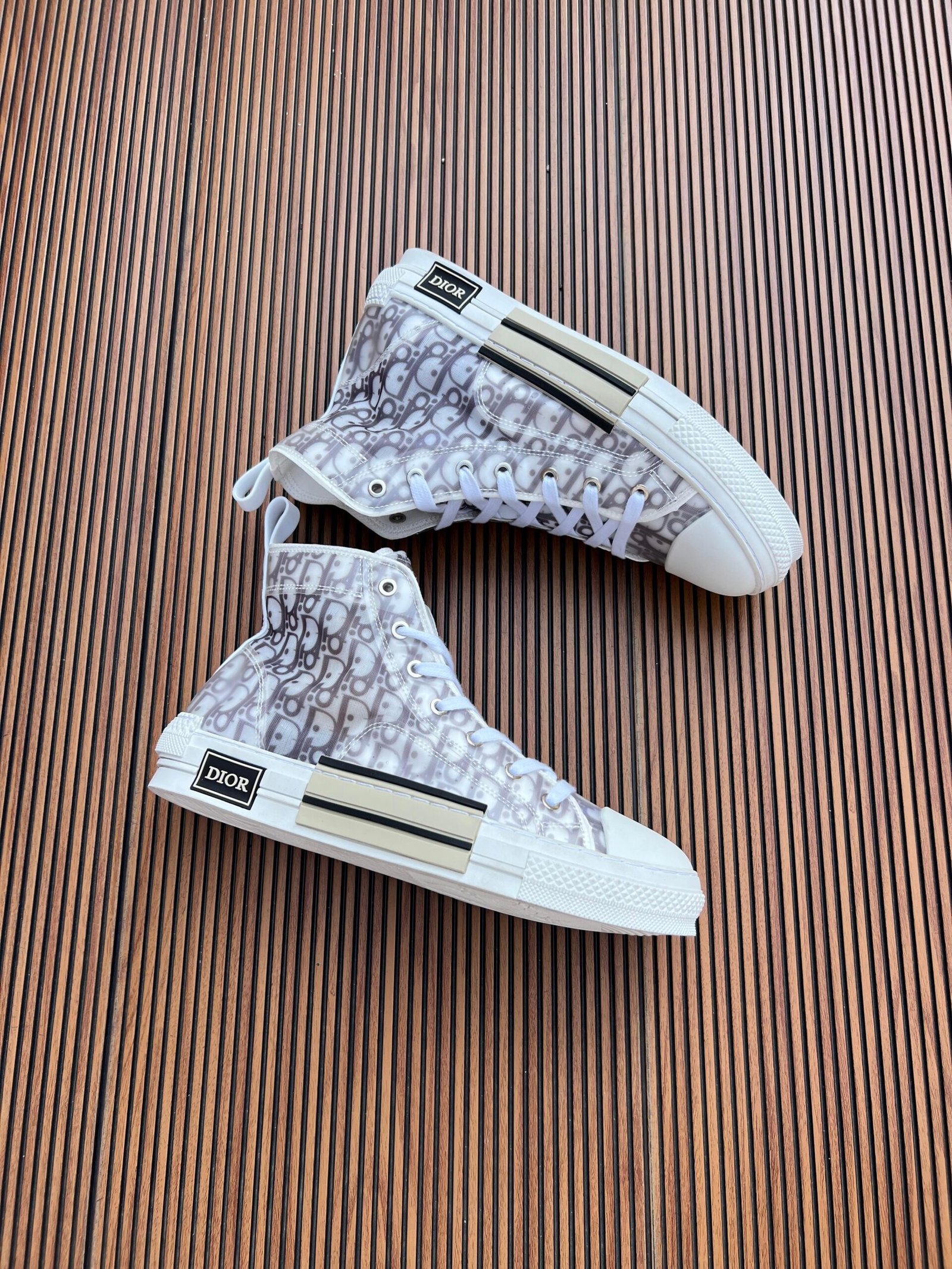 B23 High Black White Pattern Sneakers (3)