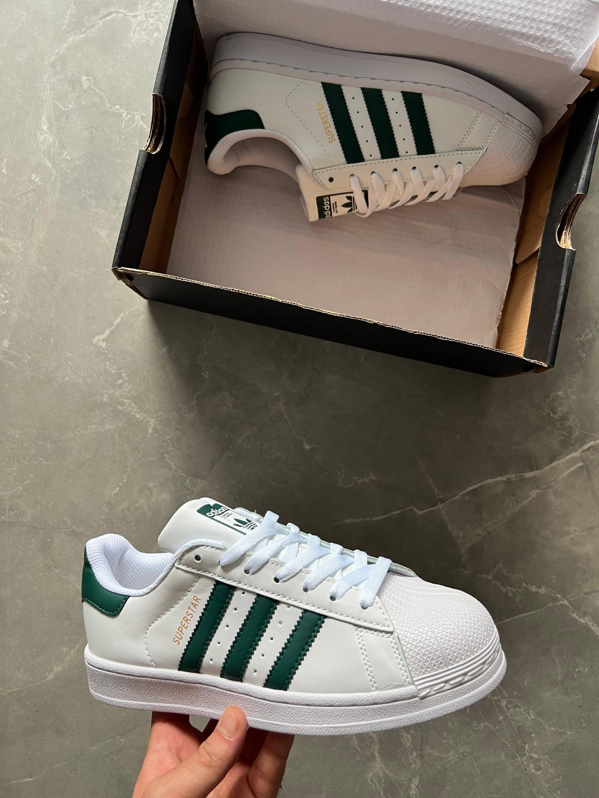 Superstar Green Leather Shoes on Sale Limited Time Offer 7AShoes