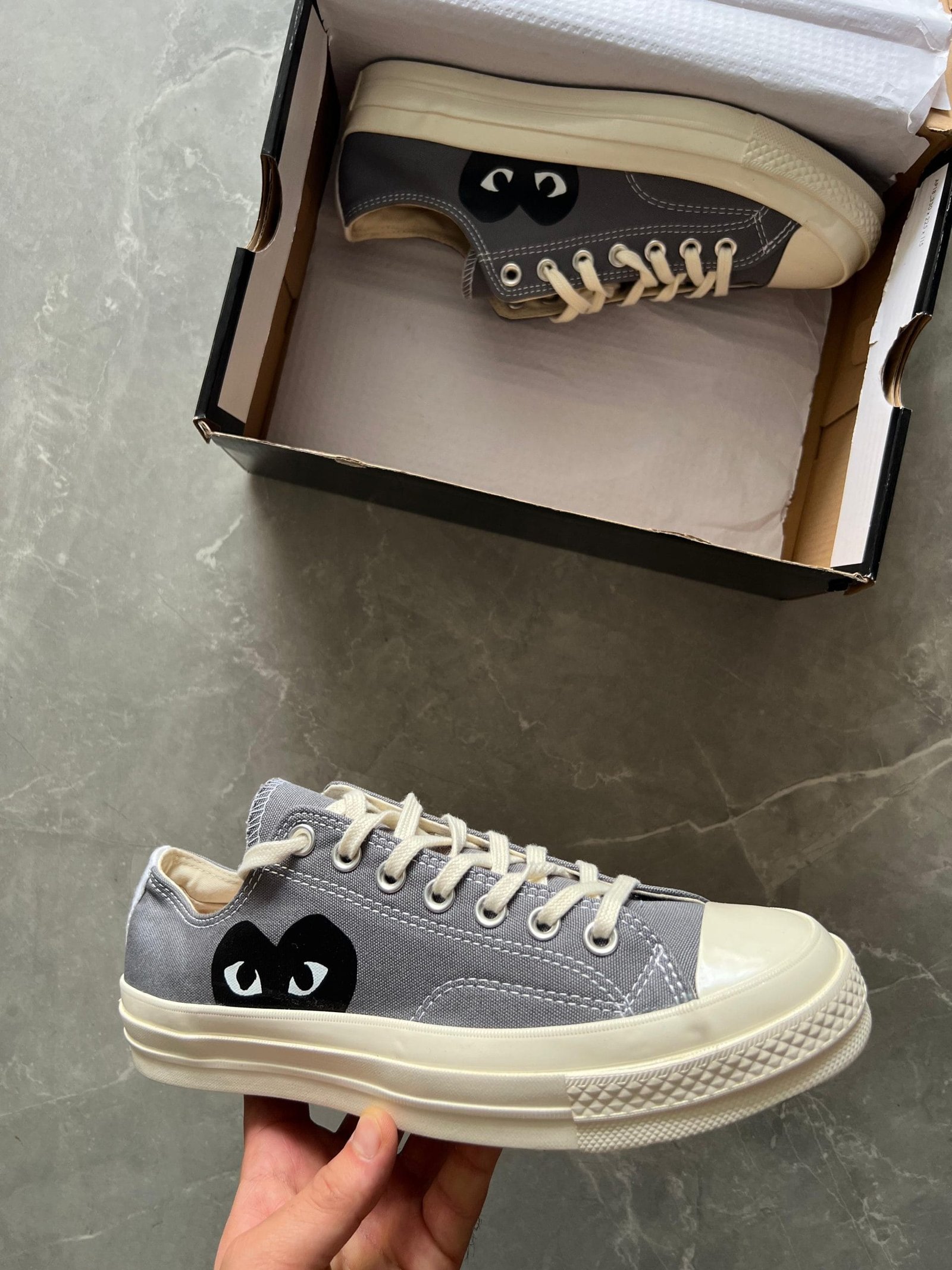 Play Black Heart Grey Sneakers Low Top