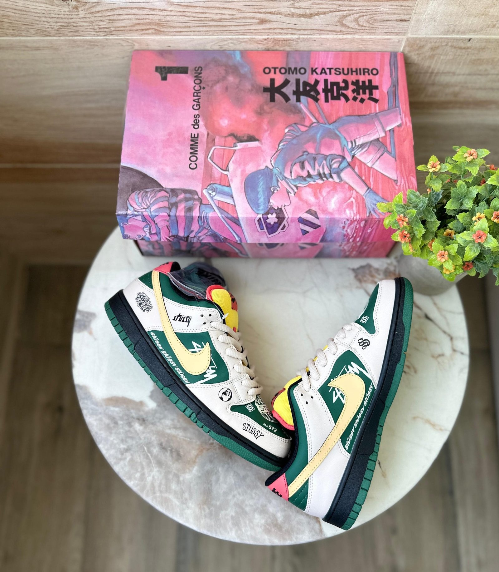 SB Dunk Stussy Green Sneakers For Boys On Sale
