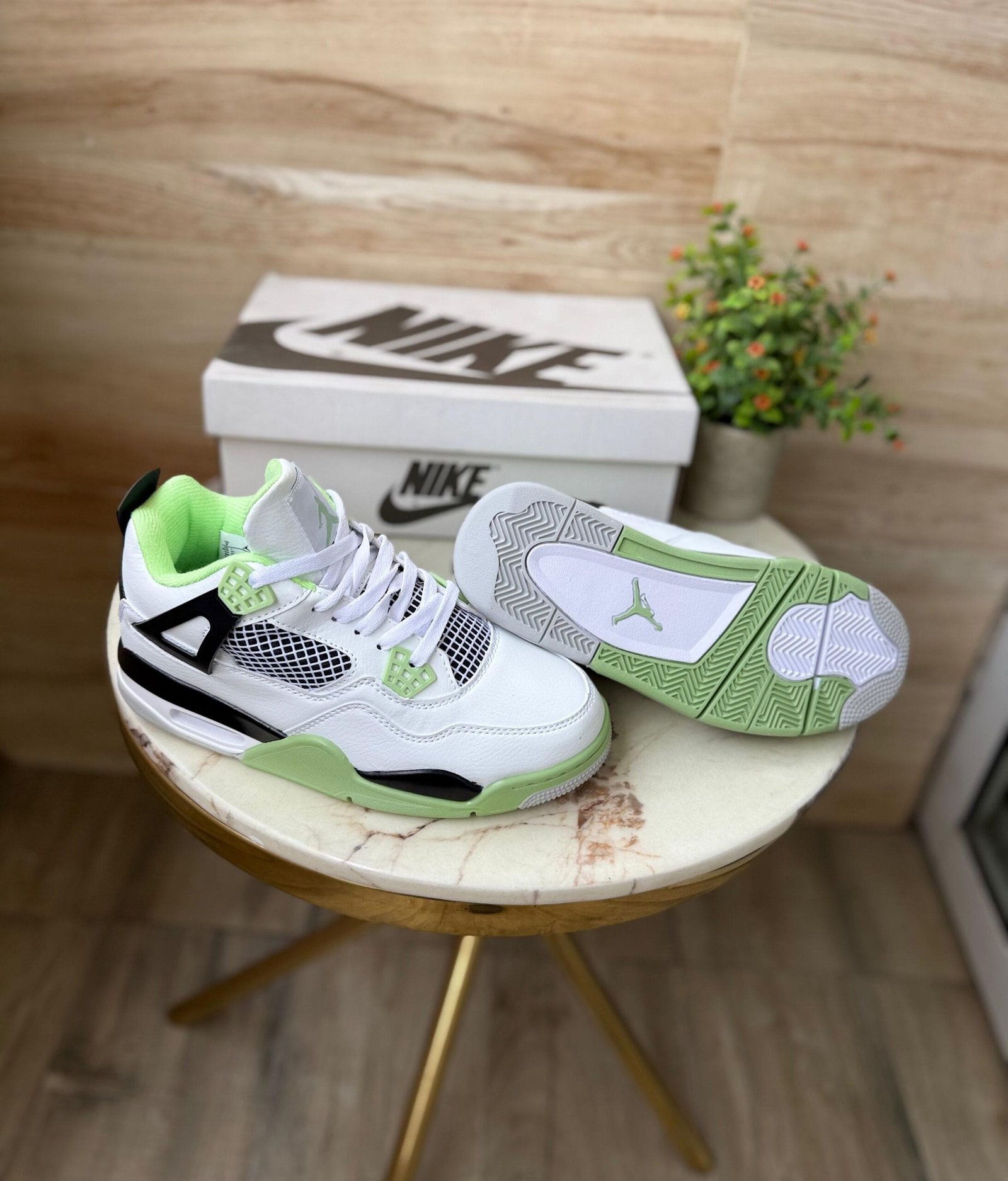 Oil Aura Seafoam Retro 4 Sneakers In Stock