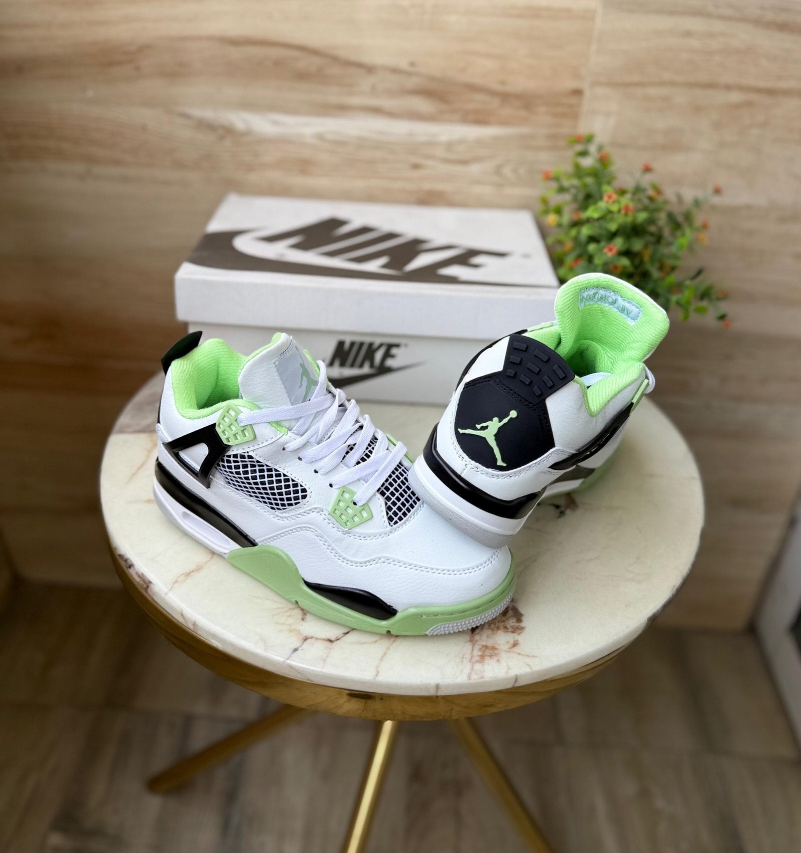 Oil Aura Seafoam Retro 4 Sneakers In Stock