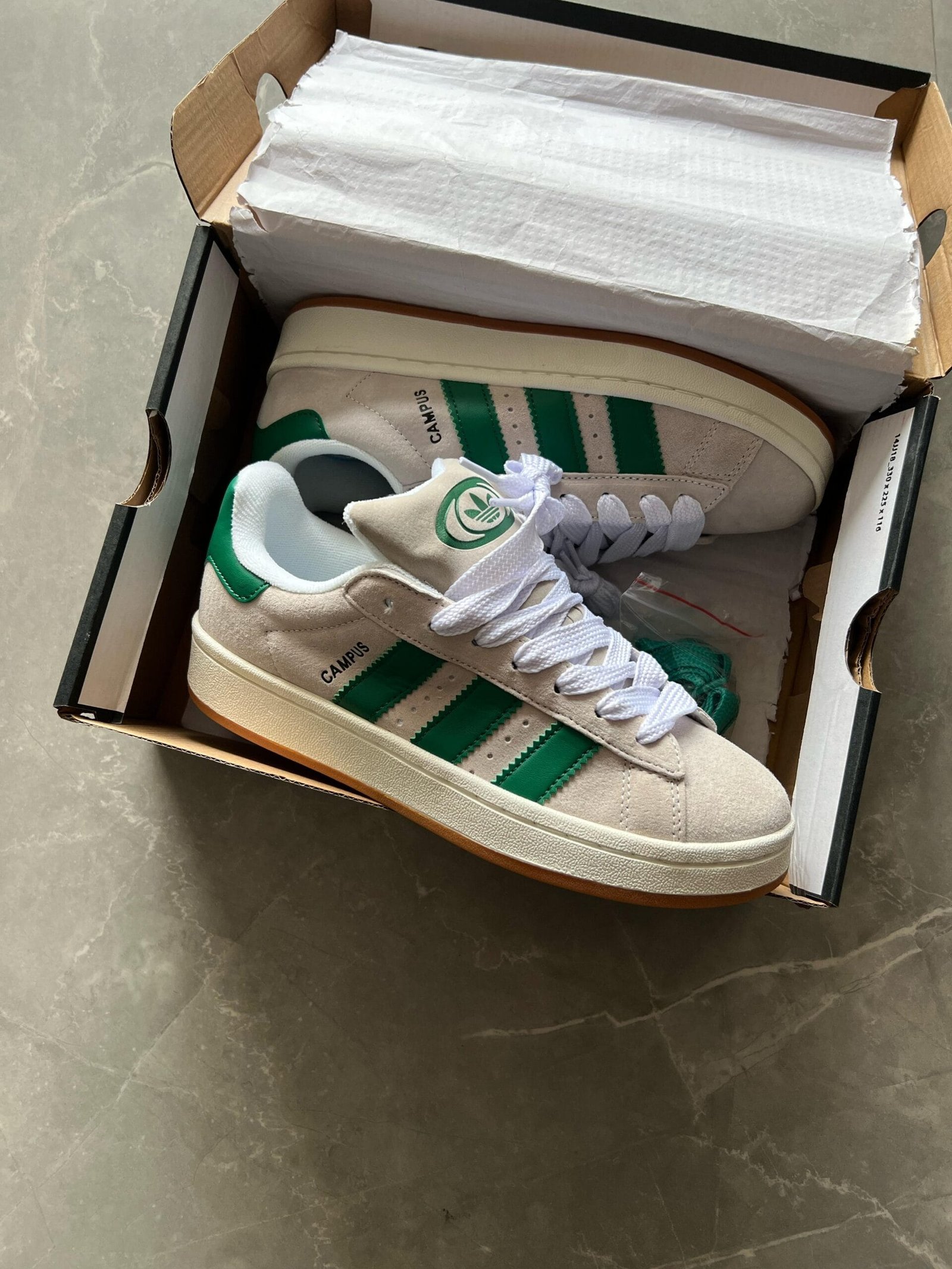 Green Beige Campus Sneakers On Sale