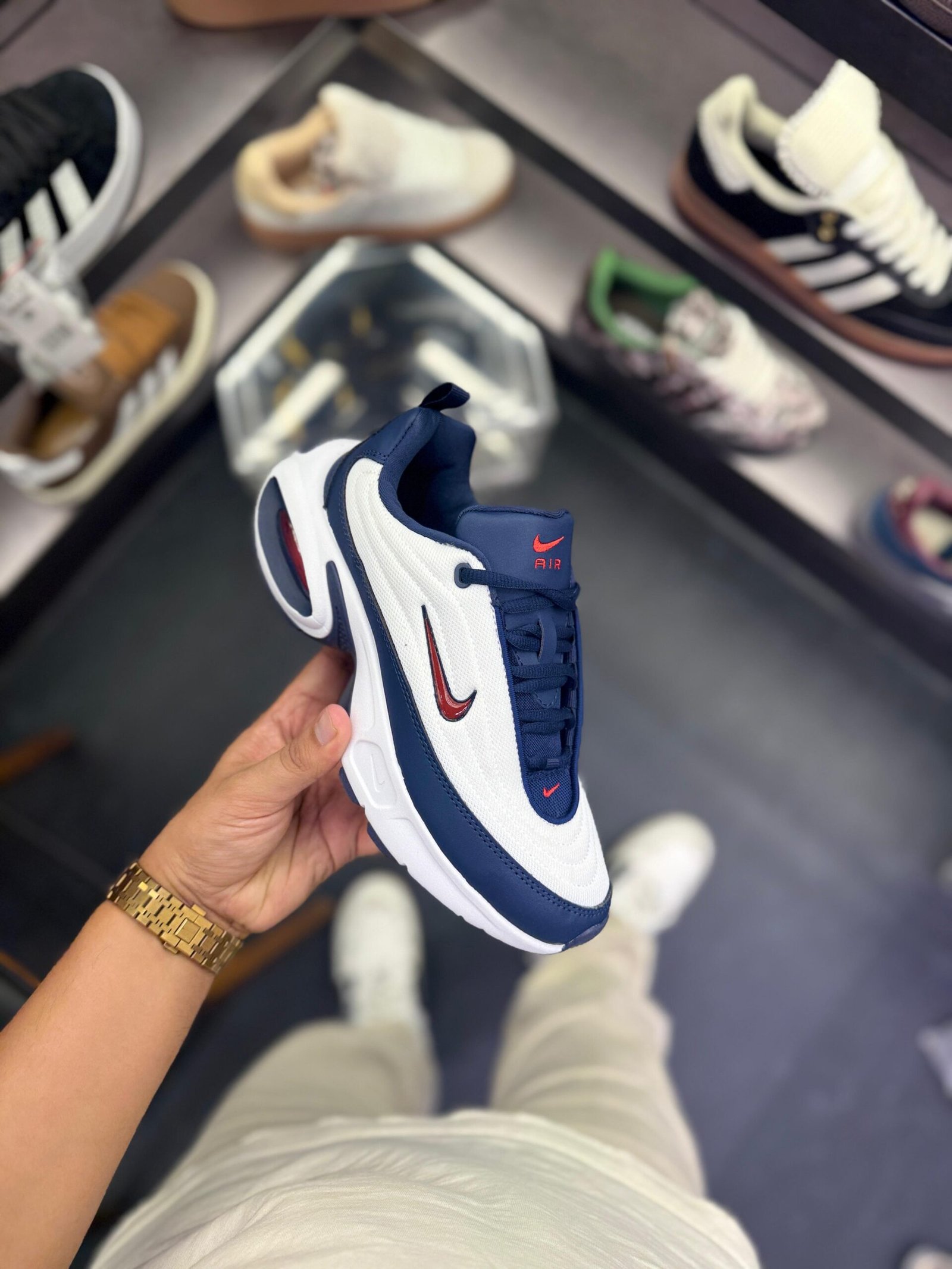 Airmax Portal Trainers White Blue Red Sneakers (3)