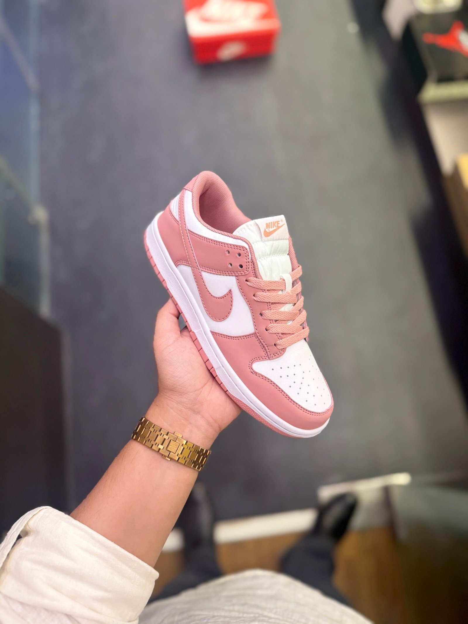 Dunk Whisker Rose Pink Sneakers For Girls (4)
