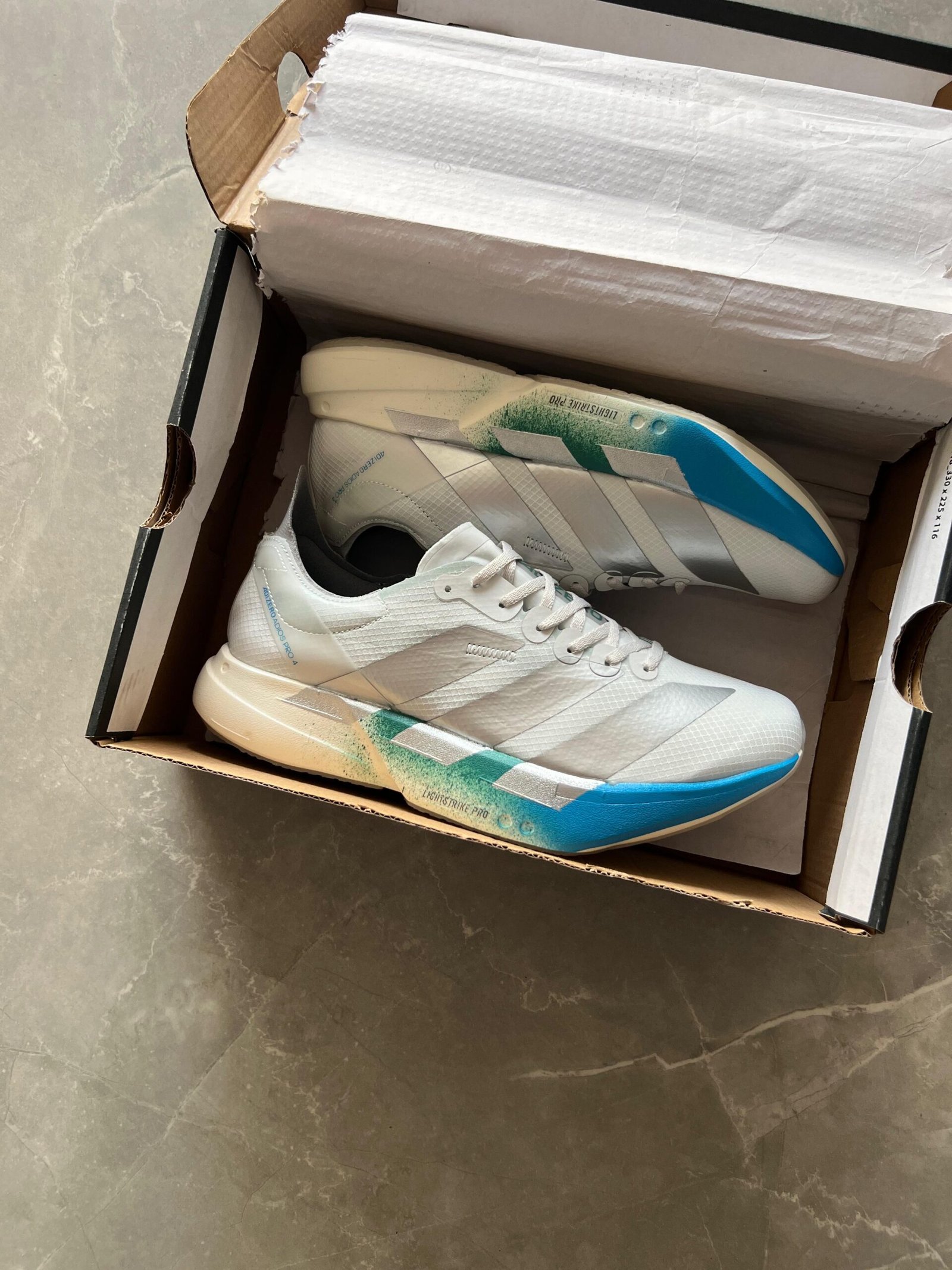 Adizero Adios Pro 4 Sneakers White Blue (1)