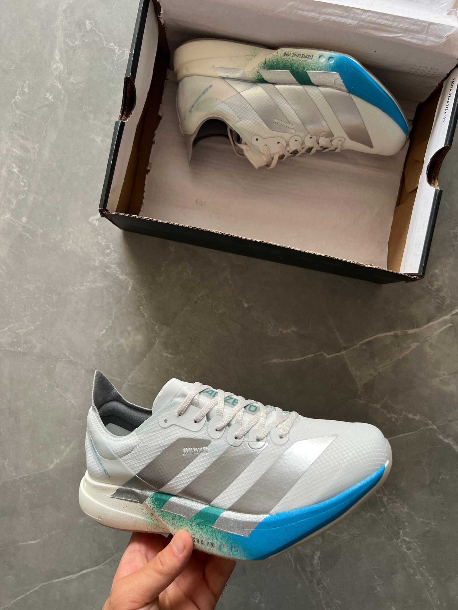 Adizero Adios Pro 4 Sneakers White Blue (2)