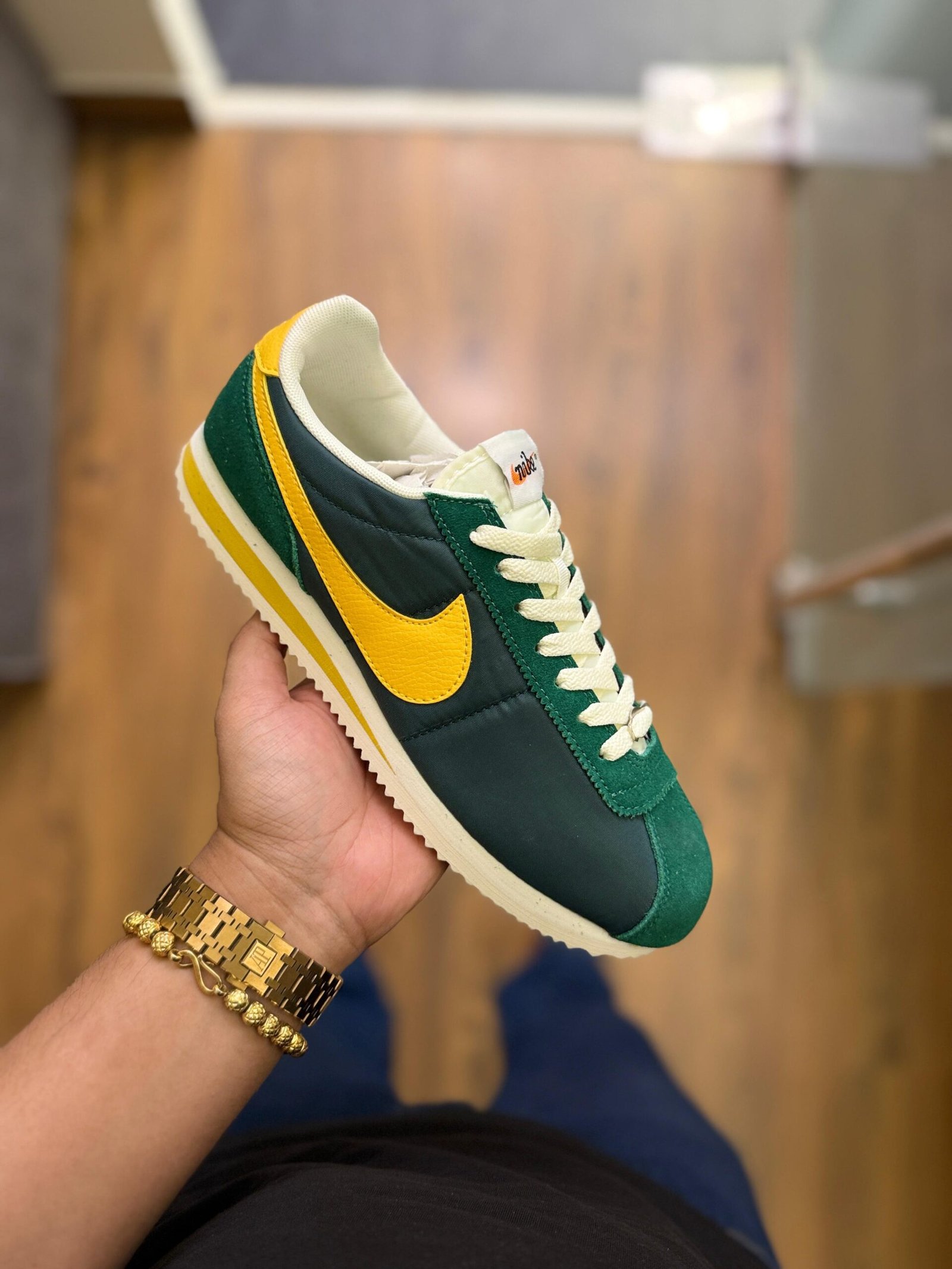 Cortez Green Yellow Sports Running Shoes (3)