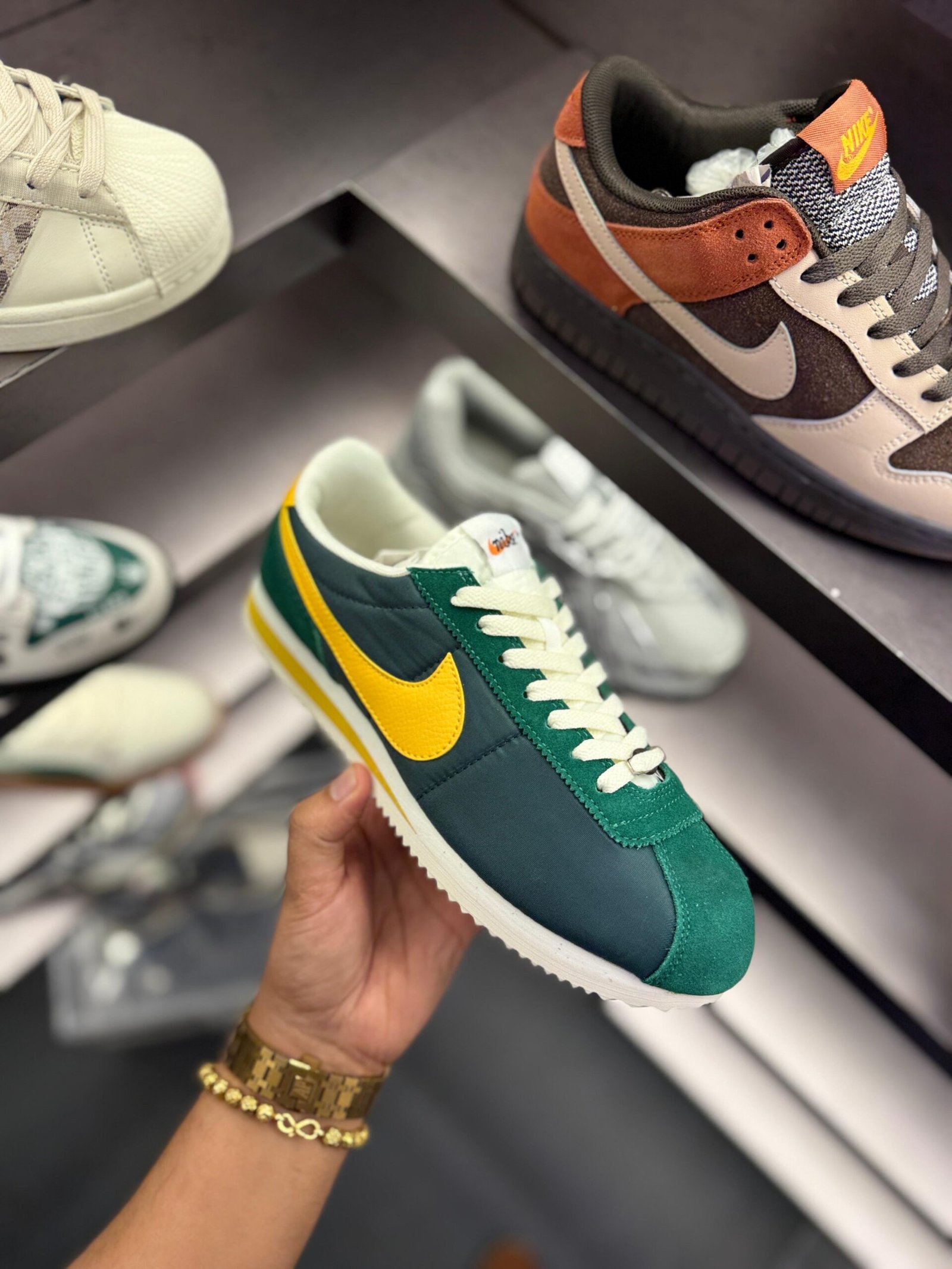 Cortez Green Yellow Sports Running Shoes (4)