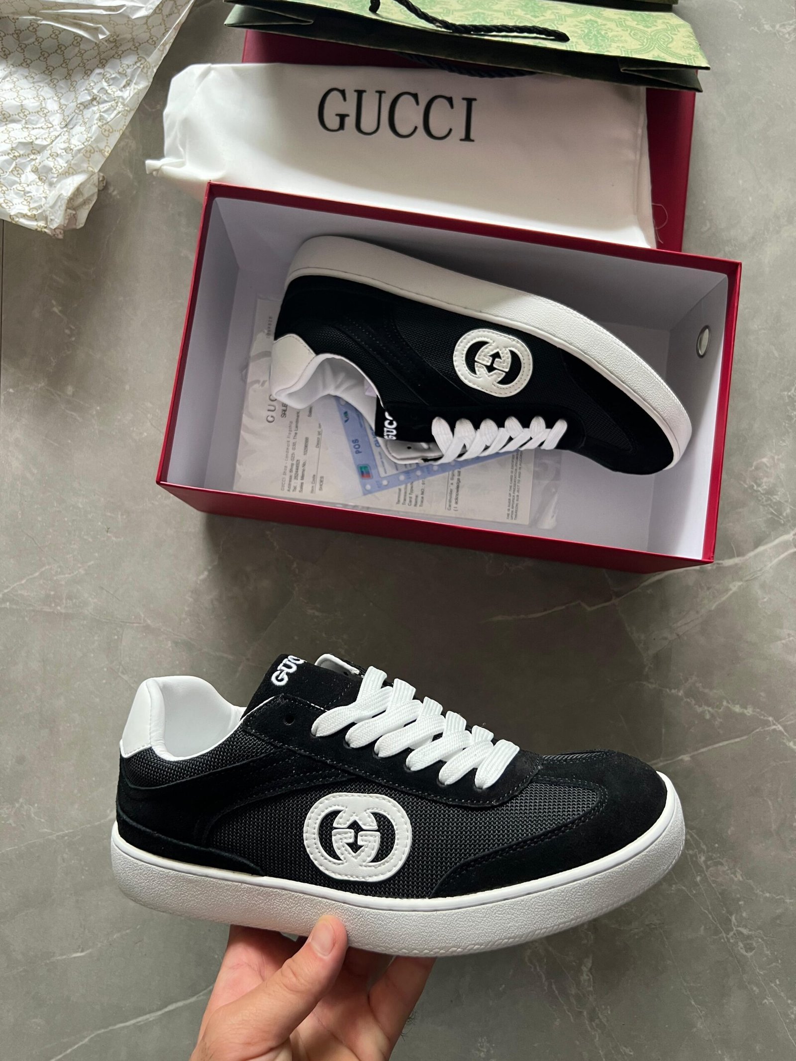 Imported Interlocking Black Suede Sneakers (2)