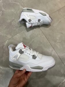 White Oreo Cement Retro 4 Sneakers – Classic Basketball Style