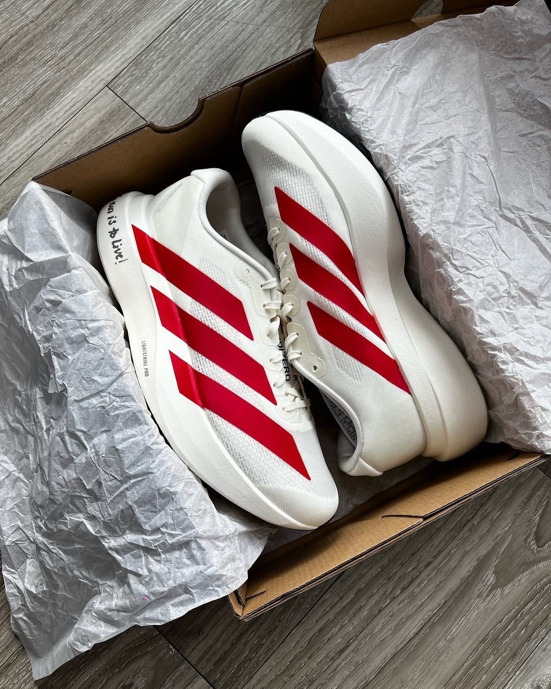 Adizero Evo Sl White Red Sneakers For Boys (1)