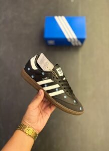 Black Floral Samba Sneakers Girls Casual Trendy Shoes (3)