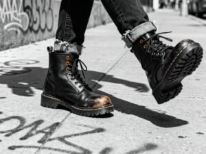 Faux-Leather Combat Boots