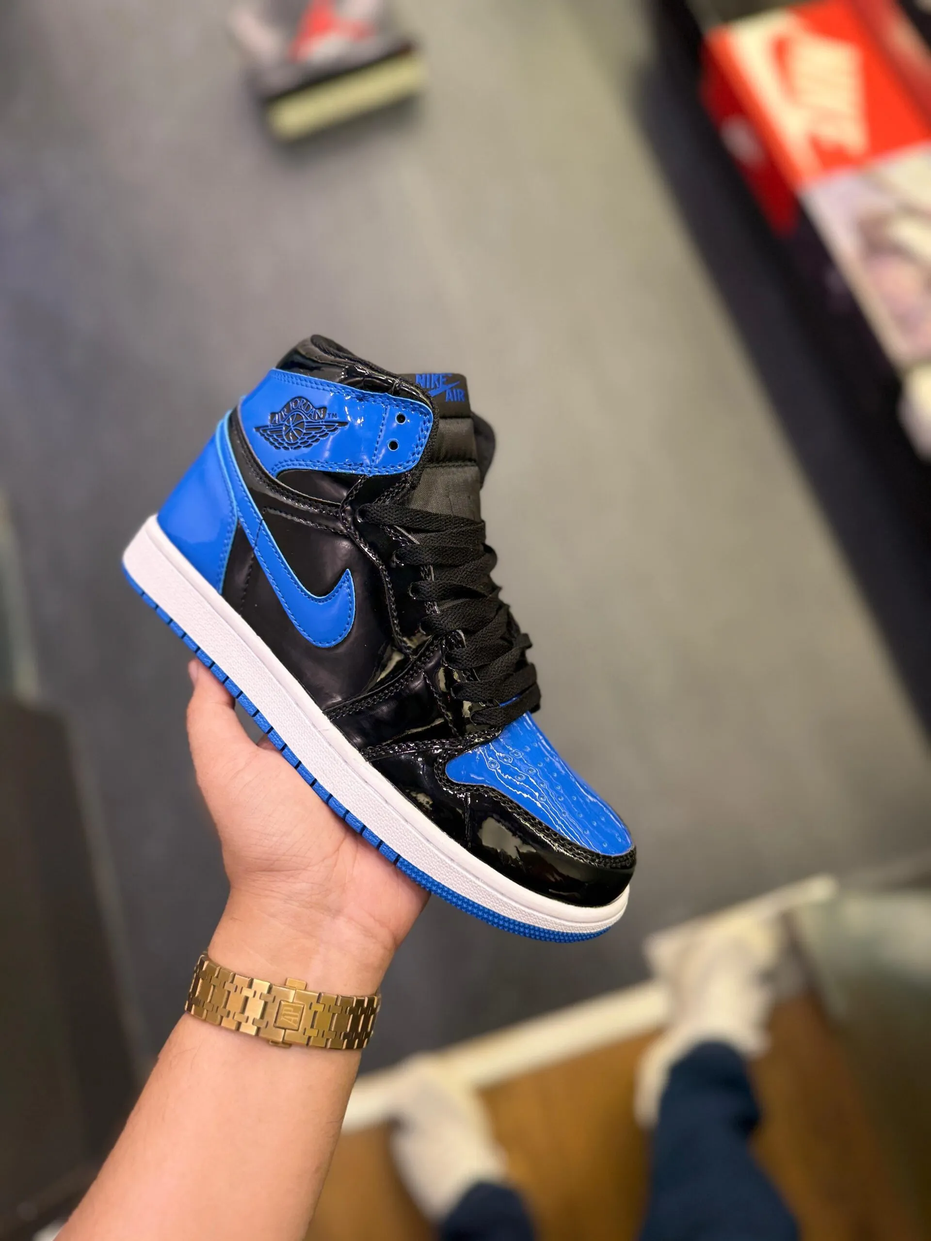 Patent Royal Blue Retro 1 Air Jordans Sneakers