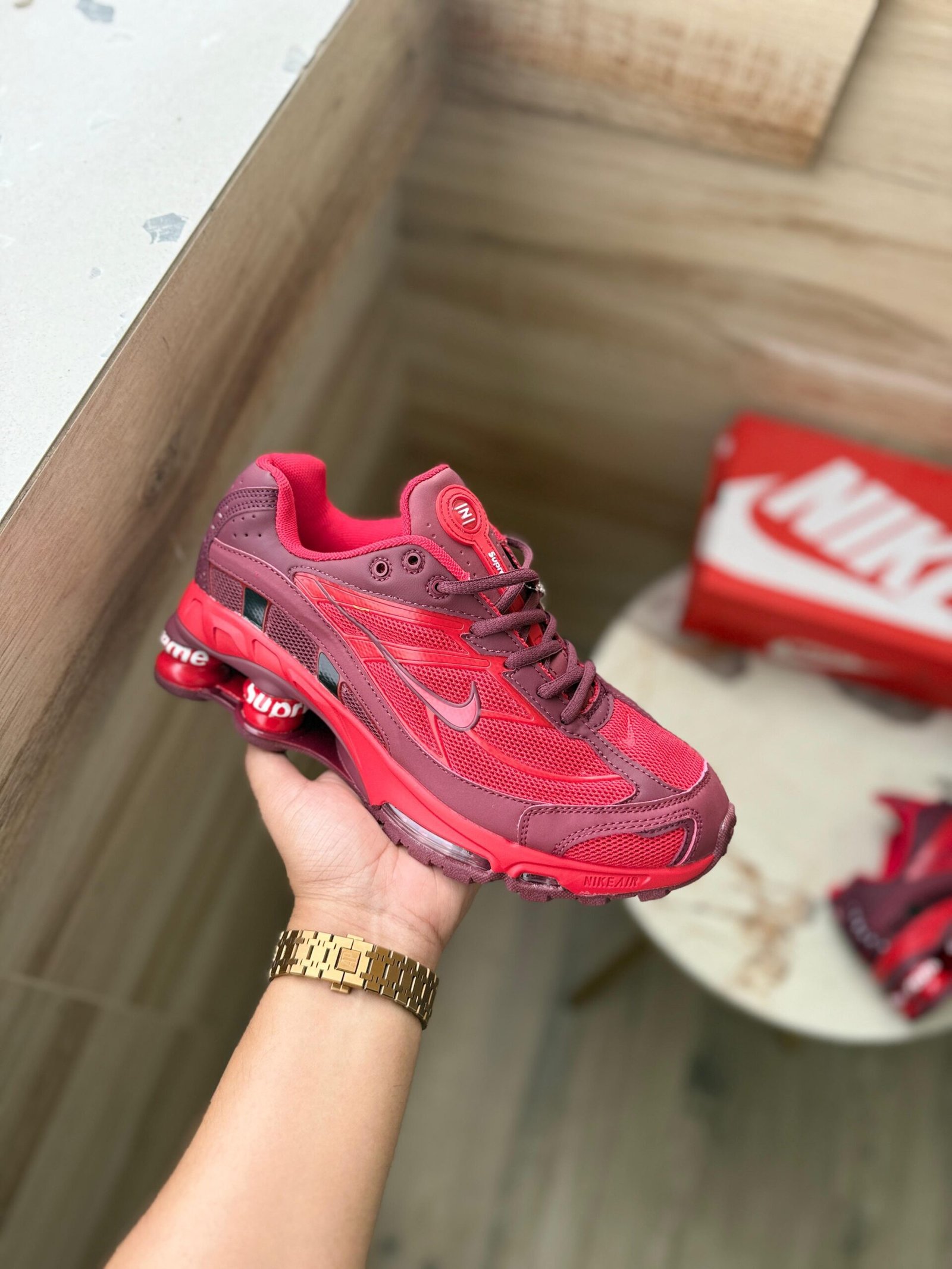 Shox 2025 Red Grey Running Sneakers – Performance Shoes for Men (3)