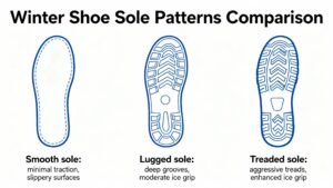 Winter shoe sole patterns for ice grip
