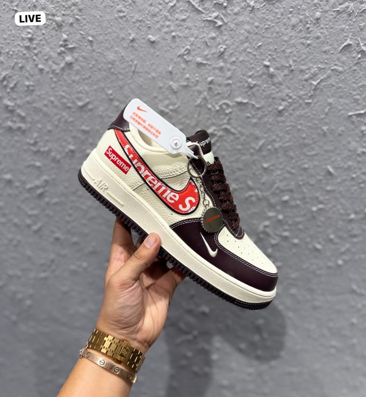 Air Force Collaborative Beige Red Boys Sneakers 2025 (2)