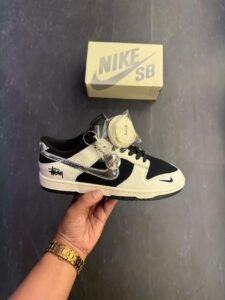 Stussy Black Silver Low-Top SB Dunk Sneakers (1)