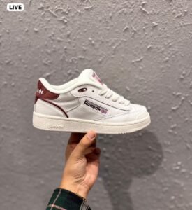 Classic White Wine Leather Casual Sneakers (2)