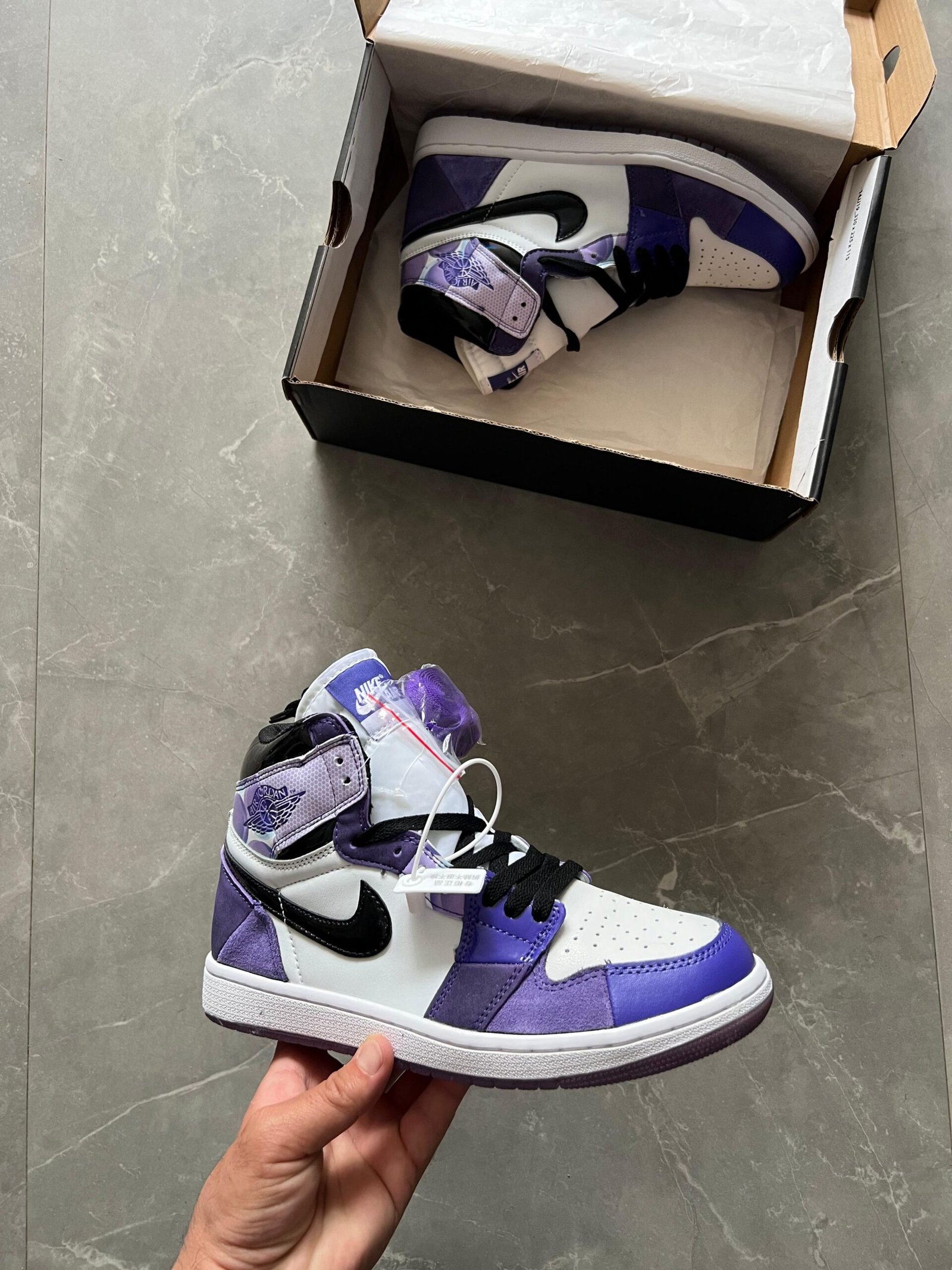 High Top Retro Sneakers – Purple White Street Style